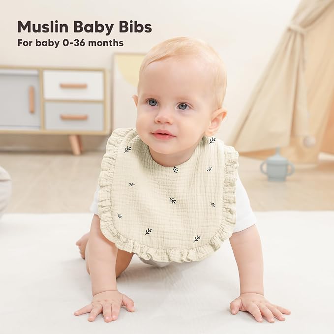 Bearmoss 8 Pack Muslin Baby Bibs - Image 3