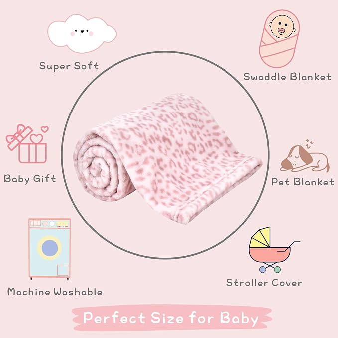 Yurhap Leopard Print Baby Blanket Fleece Baby Blankets - Image 7