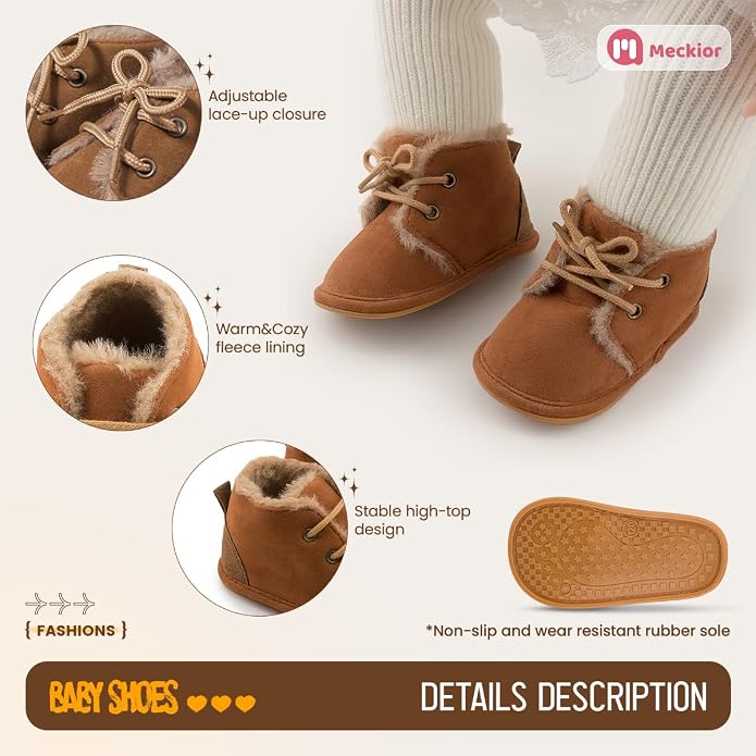 Meckior Baby Booties Newborn Infant Unisex Baby Girls Boys Velvet Rubber - Image 5