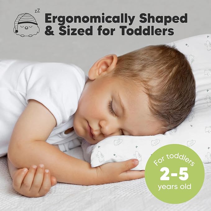 KeaBabies 2-Pack Toddler Pillow 13x18 - Soft Organic Cotton Kids Travel Bed Pillows for Sleeping, School, Nap, Machine Washable, Toddlers 2 to 5, Pillowcase Sold Separately (Bunnies)