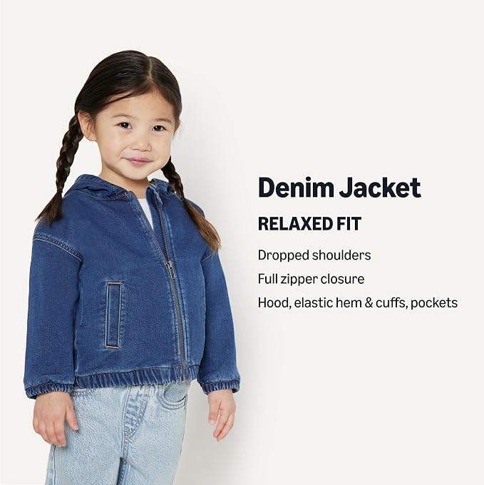 Amazon Essentials Unisex Babies' Soft Stretch Regular-Fit Denim Jacket - Image 2