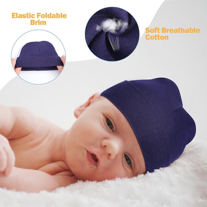 10 Pcs Preemie Hats Cotton Preemie Caps Bows Turban Premature Baby Boys Girls - Image 4