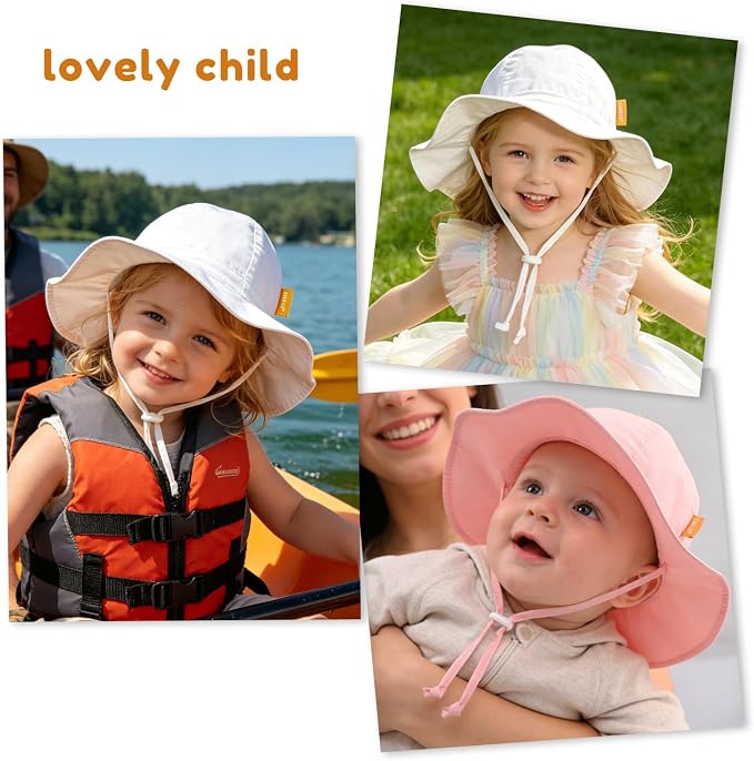 Baby Girl Sun Hat with UPF 50+ Outdoor Adjustable Toddler Beach Hat with Wide - Image 7