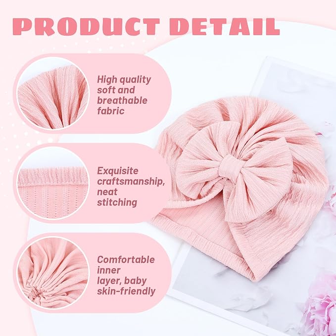 Cinaci 4 Pieces Baby Girls Turban Hats - Image 3