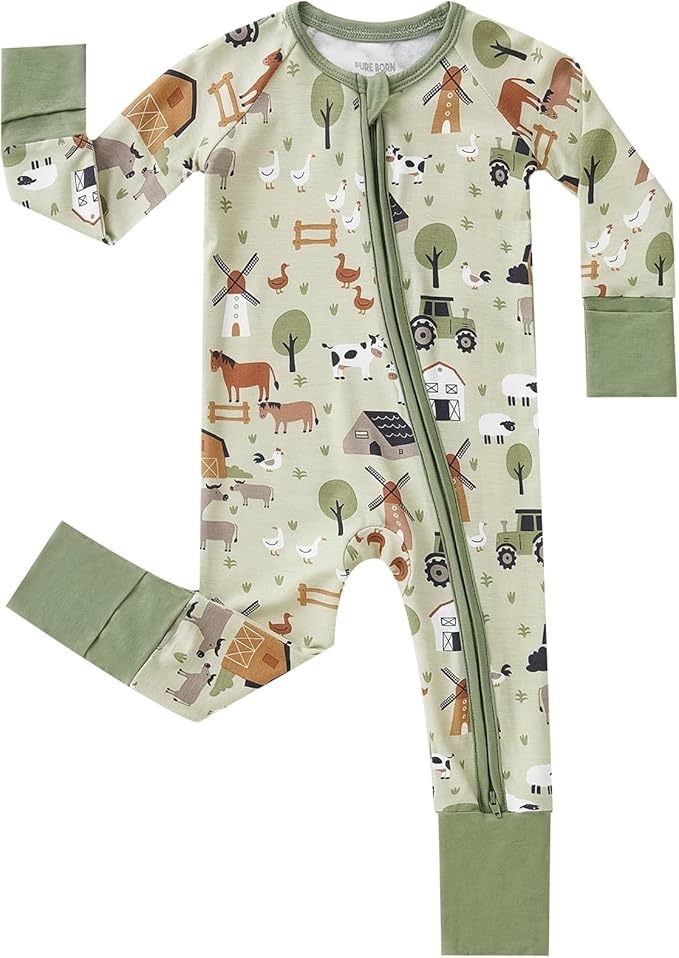 pureborn Baby Sleeper Viscose from Bamboo Zipper Footies Pjs 0-24 Months | by pureborn