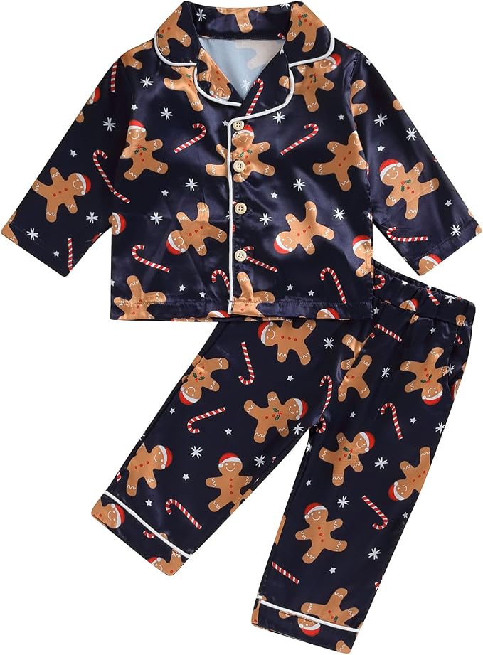 Kids Baby Girl Boy Satin Pajamas Set Button Down Sleep Shirt Top+Long Pants by SAYOO-Alljustforkids