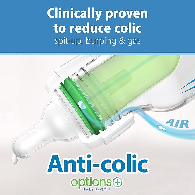 Dr. Brown’s Natural Flow® Anti-Colic Options+™ Narrow Baby Bottles 8 oz/250 mL, with Level 1 Slow Flow Nipple, 6 Pack, 0m+ Balloon Animals Gift Set