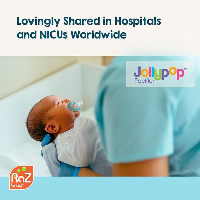 RaZbaby JollyPop Pacifier, Holder with Detachable Baby Pacifier, Stuffed Animal RaZbuddy, All Ages 0M+, 100% Medical Grade USA Made Silicone, Machine Washable, Textured & Easy to Hold – Cow