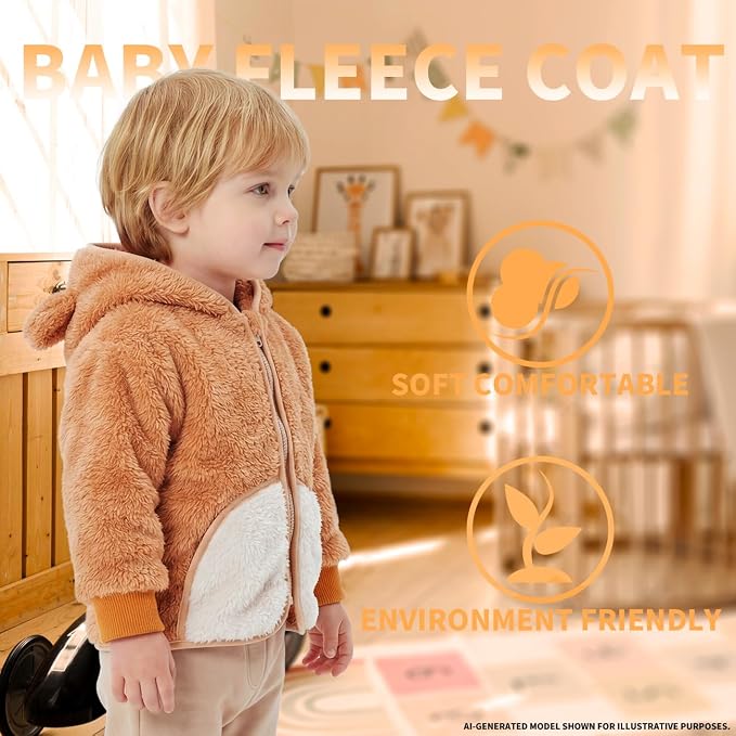 Baby Girl Winter Warm Fleece Jacket Toddler Boy Sherpa Infant Sweater Coat | - Image 3