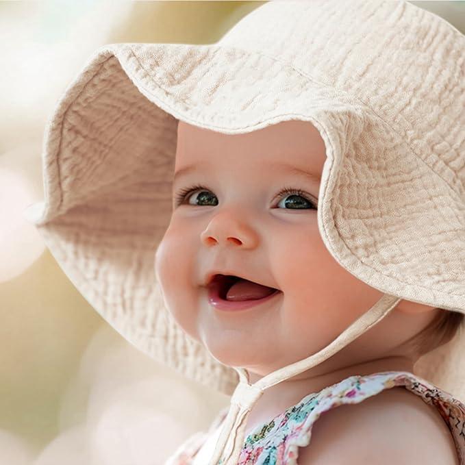 Konssy 2-Pack Muslin Baby Girl Sun Hats - Image 4
