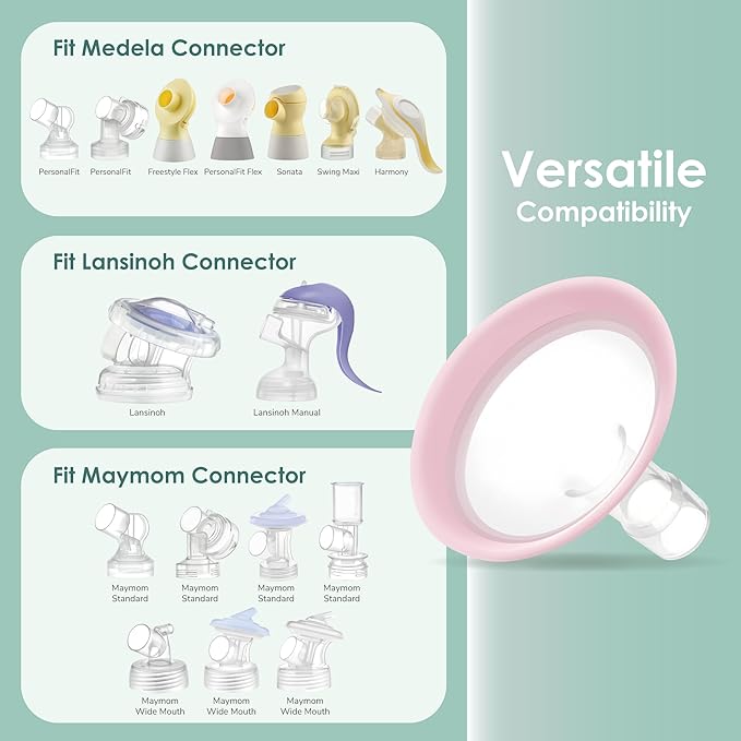 13mm Maymom MyFit Shields, Pano Series; Compatible with Medela Breast Pump- PersonalFit, Freestyle, Harmony, Maxi, Freestyle Flex Connector; Connect to Maymom Widemouth/Narrow Connector, 2pcs