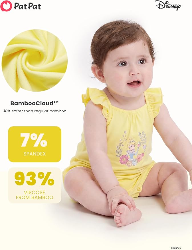 Disney Baby Girls Viscose Made from Bamboo 2 Packs Breathable Bodysuit - Image 3
