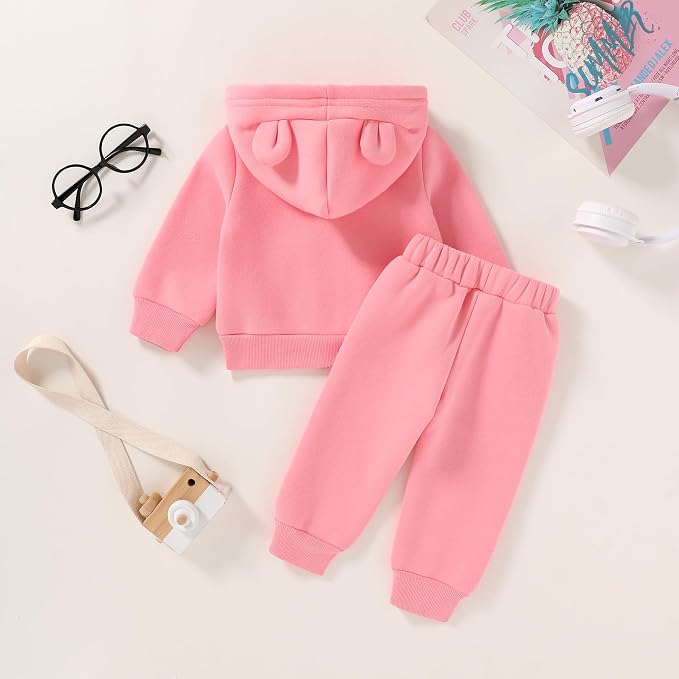 Happy Town Baby Clothes for Girls Boys Clothes Solid Color Zipper Hoodie and - Image 2