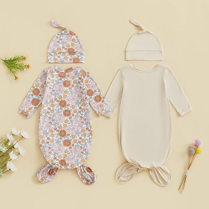 2-Pack Baby Sleeper knotted Gown Boy Girl Nightgown - Image 3