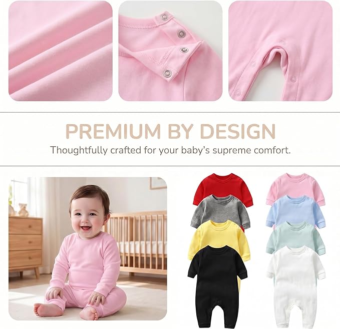 Unisex Baby romper, Long Sleeve 100% Cotton Baby Clothes, Baby Footless Jumpsuit - Image 2