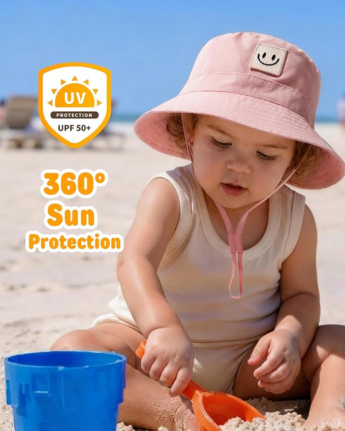 FURTALK Baby Sun Hat Toddler Bucket Hat Beach Smile Face UPF 50+ | Stays in the - Image 2