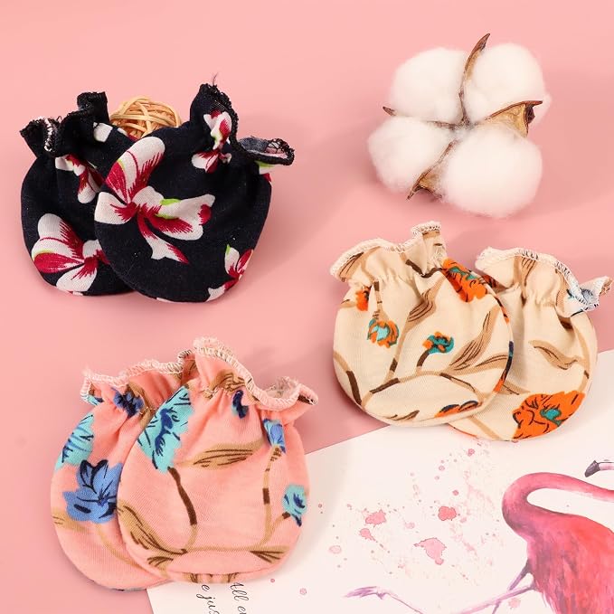 AQOKKA Newborn Baby Mittens No Scratch Cotton Elastic Wrist Gloves Infant - Image 5