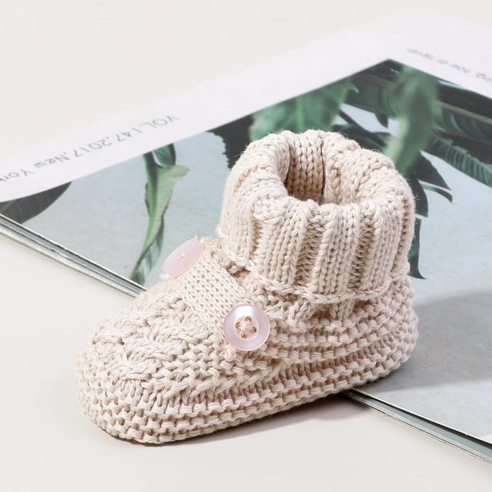 Newborn Baby Boy Girl Knit Booties Soft Sole Non-Slip First Walking Shoes | - Image 4