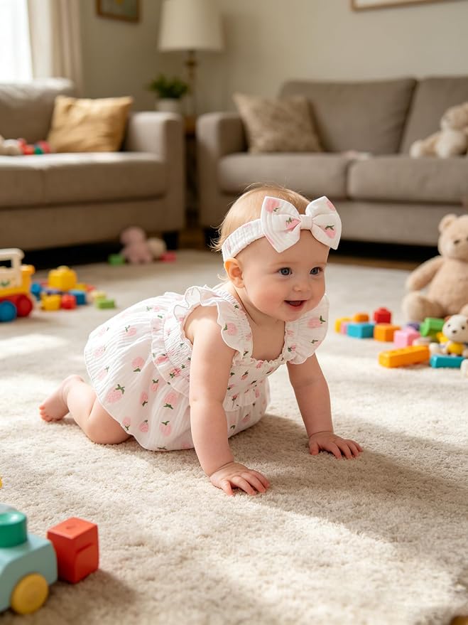 YOUNGER TREE Baby Girl Clothes Ruffle Romper Boho Dress Summer Cake Smash - Image 3