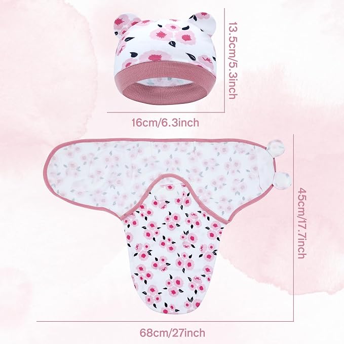 Dizila 2 Sets Adjustable Soft Cotton Blend Newborn Infant Baby Girl Receiving - Image 2