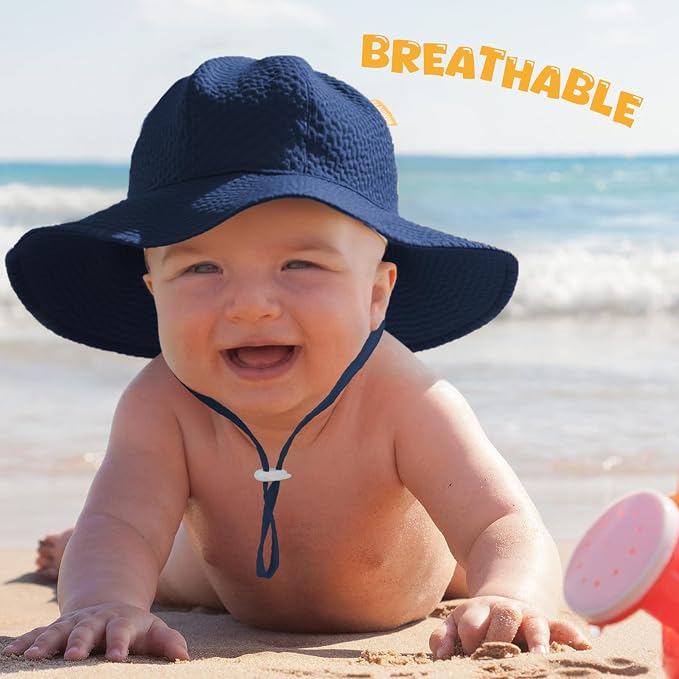 HONGTEYA Baby Sun Hat Wide Brim Adjustable Toddler Beach Bucket Hat | Soft - Image 3