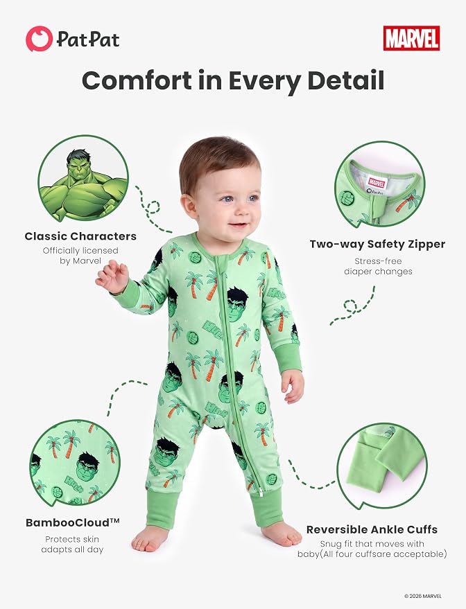 Disney Baby Viscose Made from Bamboo 2-Way Zipper Footie Outfit NB to Inf - Image 6