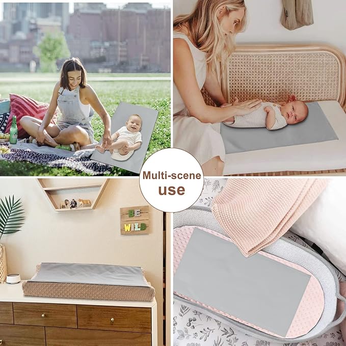 Owlowla Baby Diaper Changing Pad Portable Changing Mat Travel Changing Pad Liner for Baby and Small Toddler(Gray&Herringbone)