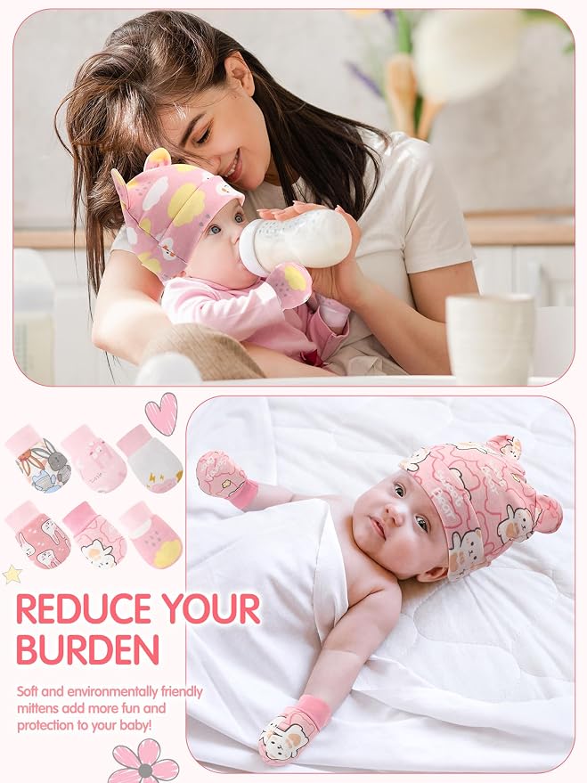 Geyoga 12 Pcs Baby Hat | Newborn Hats Mittens - Image 4