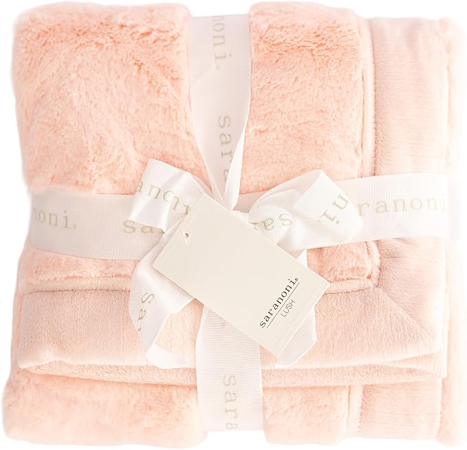 Saranoni Luxury Oversized Blanket Soft Plush Peach Blush XL 60x80 | Oversized by SaranoniLuxuryBlankets