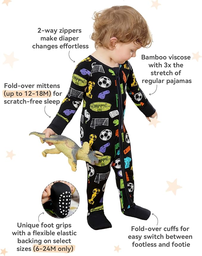 babee Reshinee Bamboo Viscose Baby Footie Pajama, Zipper Sleeper Boys Girls | - Image 3