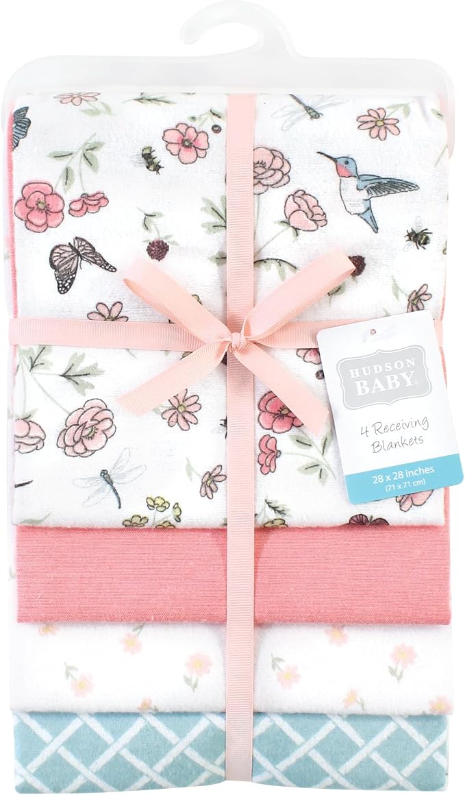 Hudson Baby Unisex Baby Cotton Poly Flannel Receiving Blankets, Hummingbird - Image 2