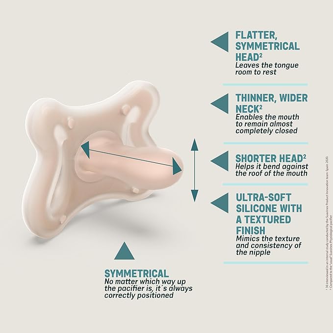 Suavinex Zero Zero Silicone Baby Pacifier w/SX Pro Physiological Pacifier Nipple (-2-2M), Deep