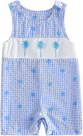 Newborn Baby Boys Sleeveless Seersucker Romper One Piece Straps Overalls by Arvbitana