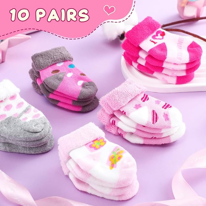 Twistover 10 Pairs Preemie Cotton Turn Cuff Socks - Image 3