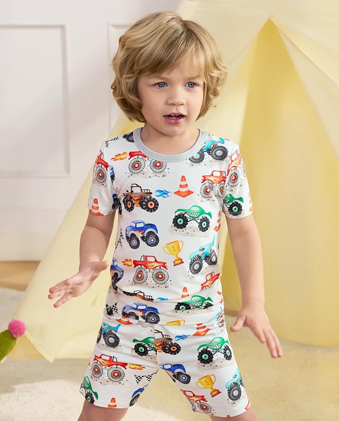 babee Reshinee Bamboo Viscose Toddler Boys Pajamas Set, Short Sleeve Kids - Image 6
