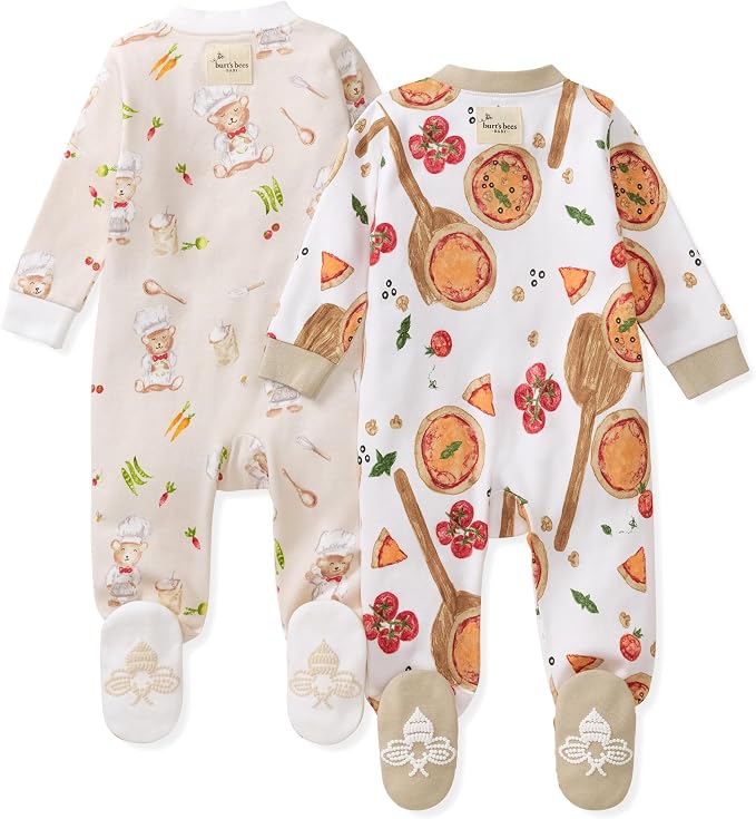 Burt's Bees Baby Boys' Organic Cotton, Sleep and Play Footed Pajamas | Easy zip - Image 2