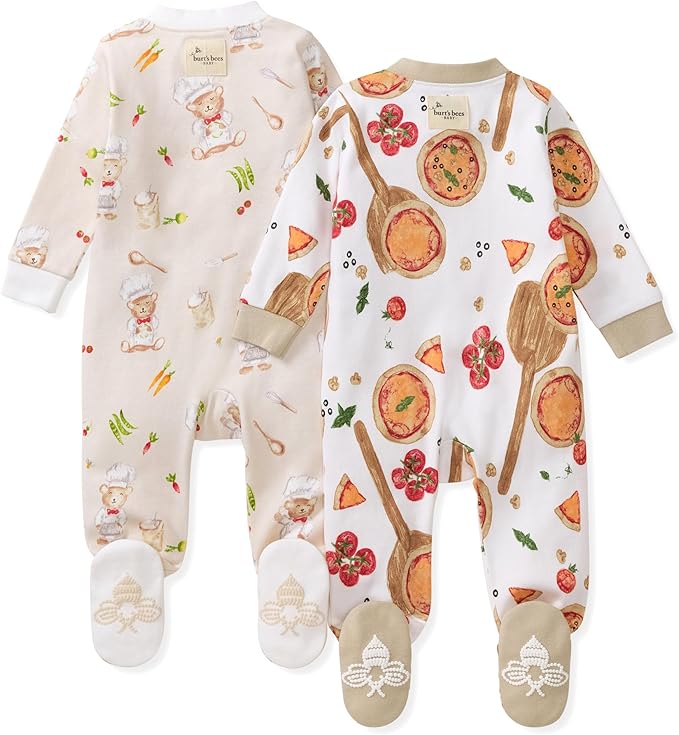 Burt's Bees Baby Boys' Organic Cotton, Sleep and Play Footed Pajamas | Easy zip - Image 2
