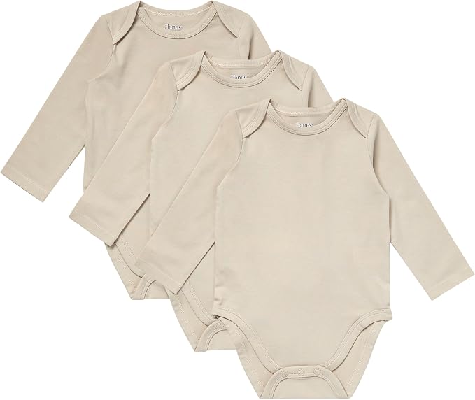 Hanes Baby Pure Comfort Long Sleeve Bodysuits, Infant Bodysuits, Boys & Girls by Hanes