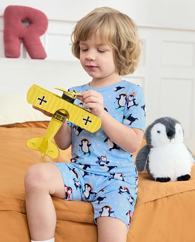 babee Reshinee Bamboo Viscose Toddler Boys Pajamas Set, Short Sleeve Kids - Image 6