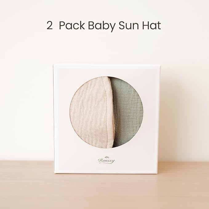 Konssy 2-Pack Muslin Baby Girl Sun Hats - Image 6