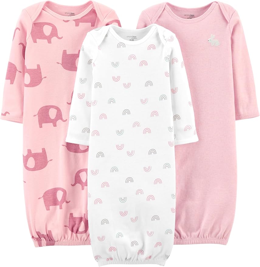 Simple Joys by Carter's Baby Girls' 3-pack Cotton Sleeper Gown by SimpleJoysbyCarters