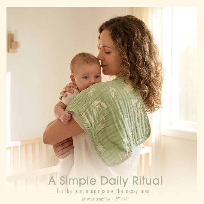 Muslin Baby Burp Cloths Organic Cotton Blend Set | 20x10 Inches, Reversible - Image 2