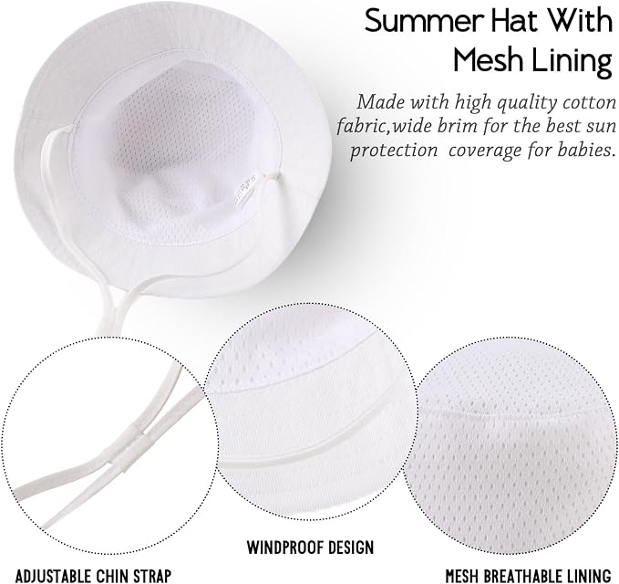 JANGANNSA Cotton Baby Sun Hat Infant Toddler Boys Girls Bucket Hats Summer Sun - Image 6