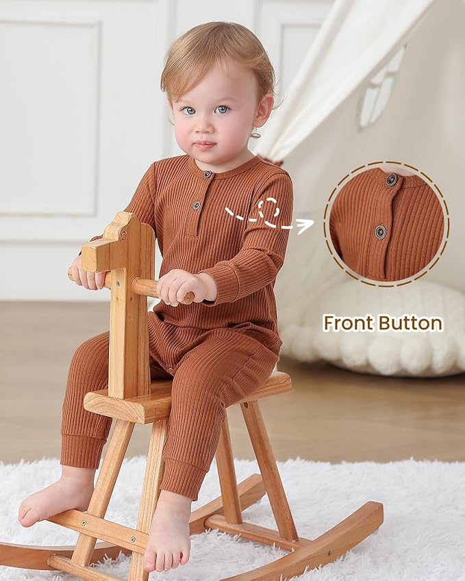 Bafeicao Baby Boy Girl 2/3 Pack Solid Romper Ribbed Short/Long Sleeve | - Image 4