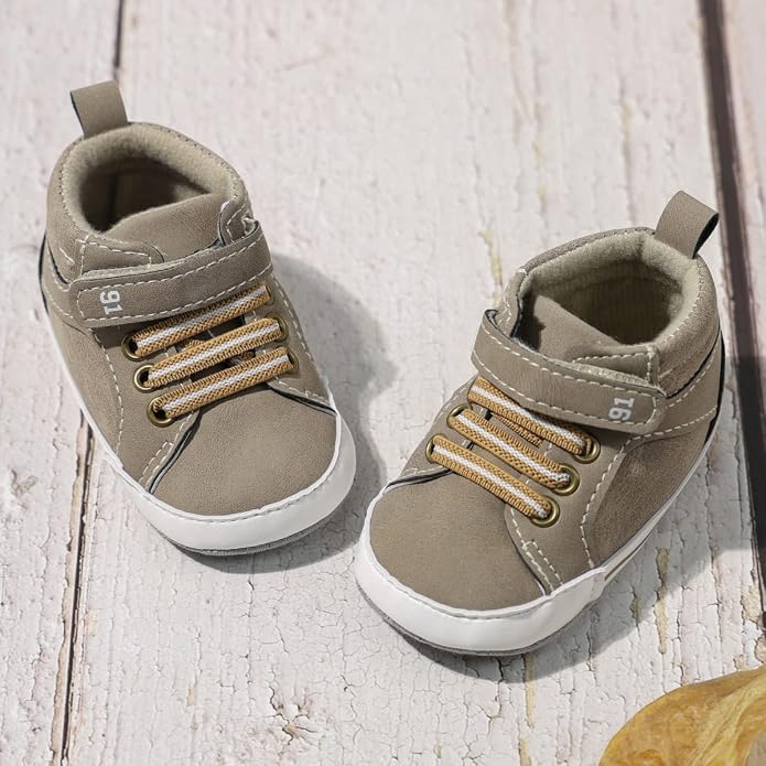 Meckior Toddler Baby Boys Girls High Tops Ankle Sneakers Soft Anti-Slip Sole PU - Image 5