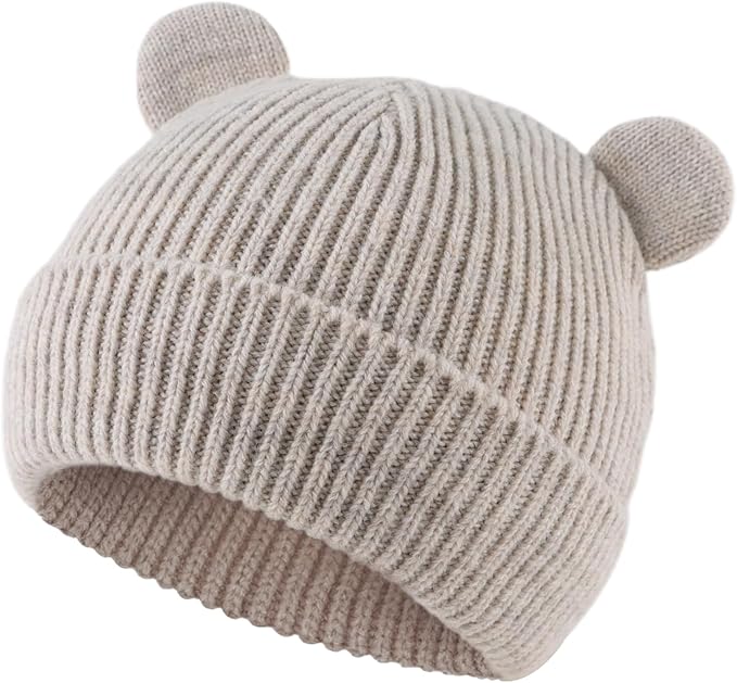 Bear Baby Beanie Knitted Baby Winter Hat Infant Toddler Boys Girls Beanie with Cotton Lining
