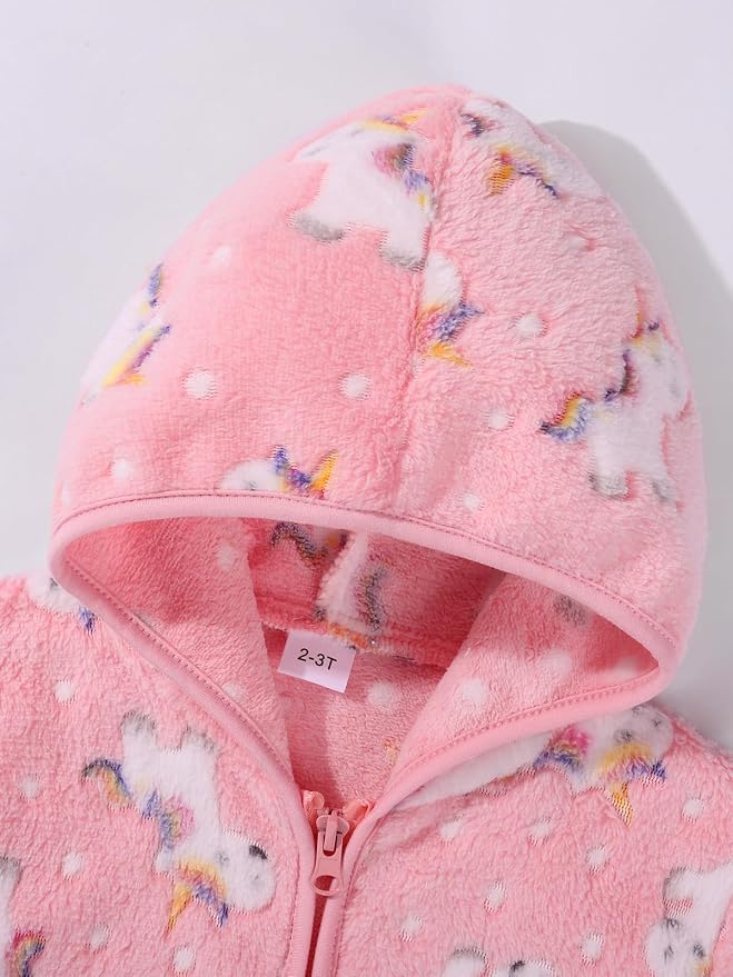 Toddler Baby Girl Fleece Jackets Fall Clothes Hooded Zip Fuzzy Coats - Image 6