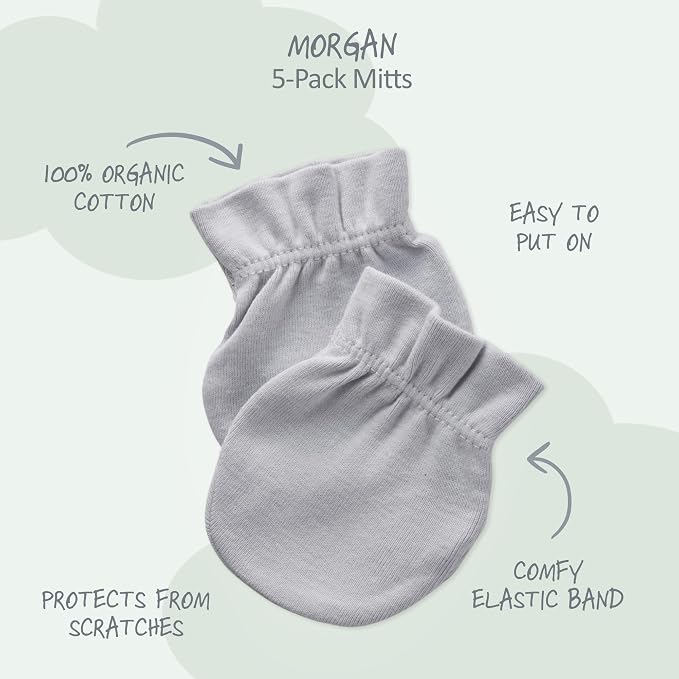 Butterblu Morgan 5-Pack Mitts 100% Cotton No Scratch Mitten Gloves | GOTS - Image 2