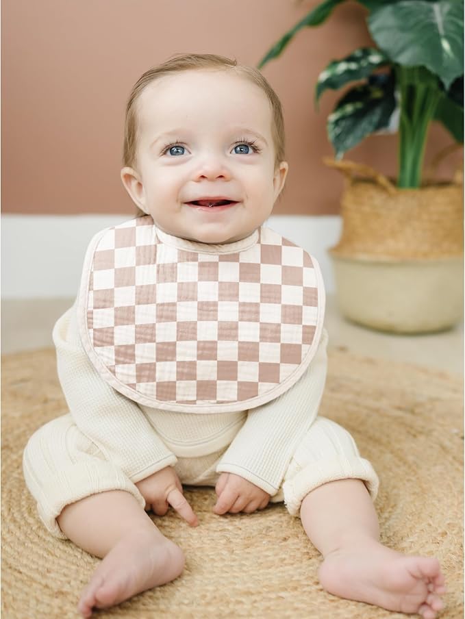 Konssy 8-Pack Muslin Baby Bibs, Adjustable Fit - Image 7