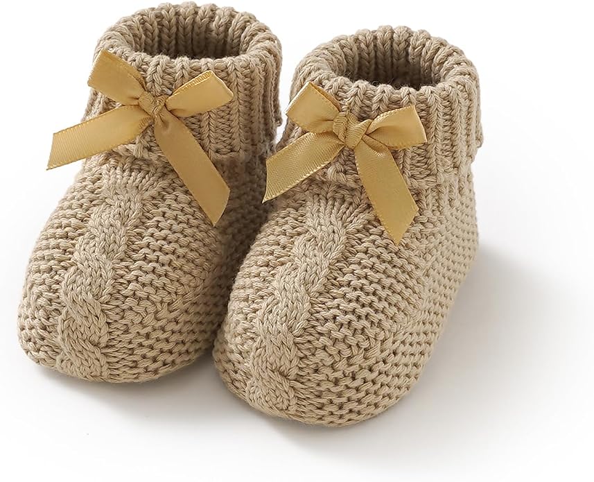 Baby Booties Newborn 100% Cotton Cozy Knit First Shoes | Soft Cute Shower Gift by DovFanny